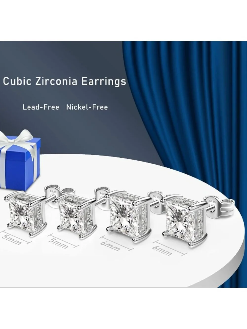 Elegant Princess Cut Cubic Zirconia Stud Earrings for Him & Her - Unisex Jewelry